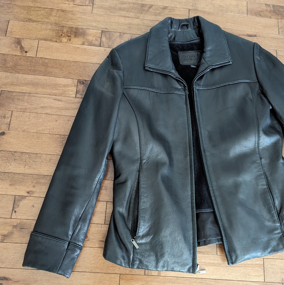 Womens Leather Jacket Straight Boxy Style Fleece Lined